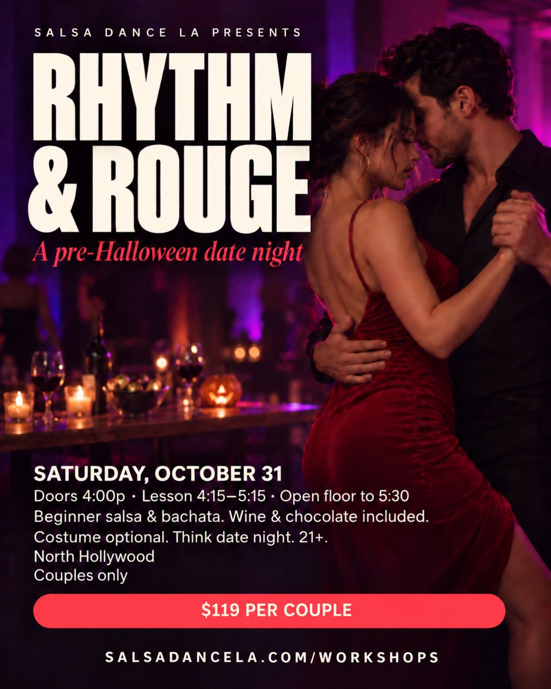 Rhythm & Rouge flyer: a pre-Halloween date night, Saturday, October 31 in North Hollywood