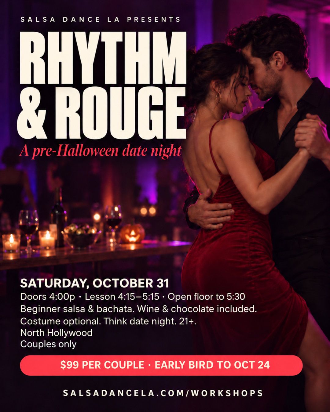 Rhythm & Rouge flyer: a pre-Halloween date night, Saturday, October 31 in North Hollywood
