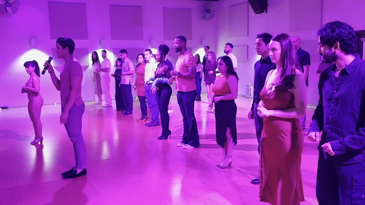 A full hall of couples at Rhythm & Romance, Salsa Dance LA's Valentine's dance night