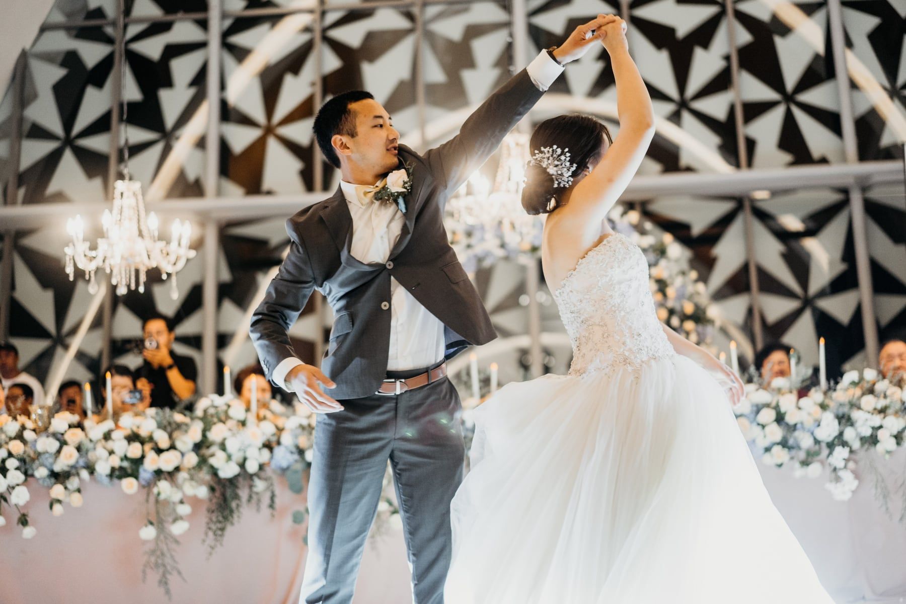 A Euphoria Dance LA couple mid-turn during their first dance